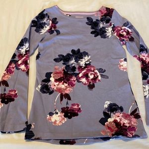 Joules purple floral print long sleeve shirt